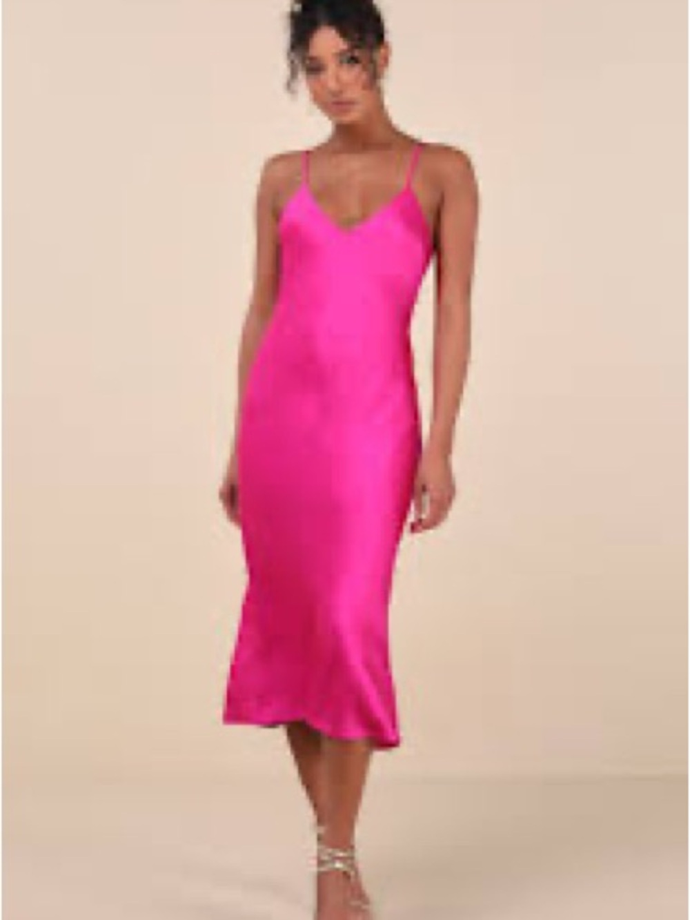 Satin Slip Dress in Fuchsia - Women
